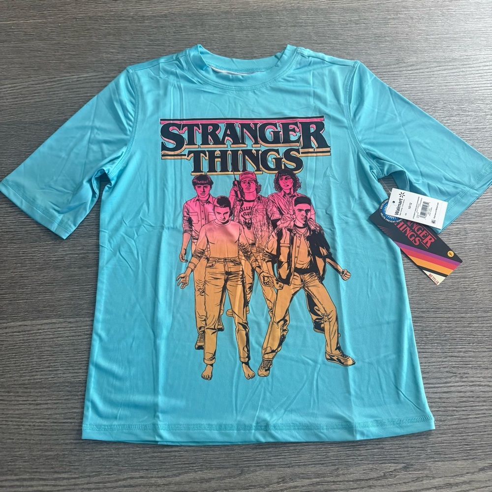 Netflix Stranger Things Boys RASHGUARD UPF 50+ Sun Shirt Boys Size L (10-12)